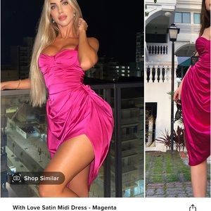 Fashion Nova With Love Satin MIDI Dress - Magenta Size L